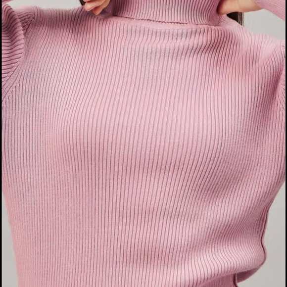 Liz Claiborne Women's Ribbed Zephyr Pink Turtleneck Sweater NWT 80.00 - Picture 2 of 8